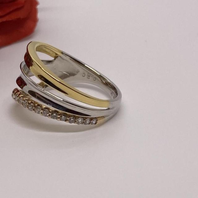 人気のスリーカラーK18 K18PG PT ダイヤモンドリング 指輪 D 0.55ct  