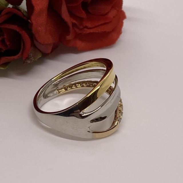 人気のスリーカラーK18 K18PG PT ダイヤモンドリング 指輪 D 0.55ct  
