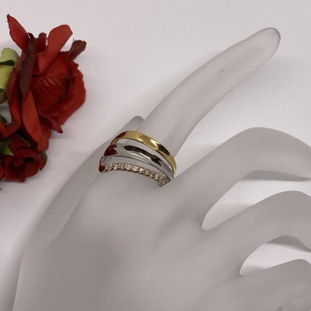 人気のスリーカラーK18 K18PG PT ダイヤモンドリング 指輪 D 0.55ct  