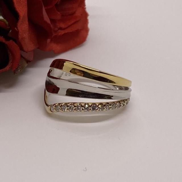 人気のスリーカラーK18 K18PG PT ダイヤモンドリング 指輪 D 0.55ct  