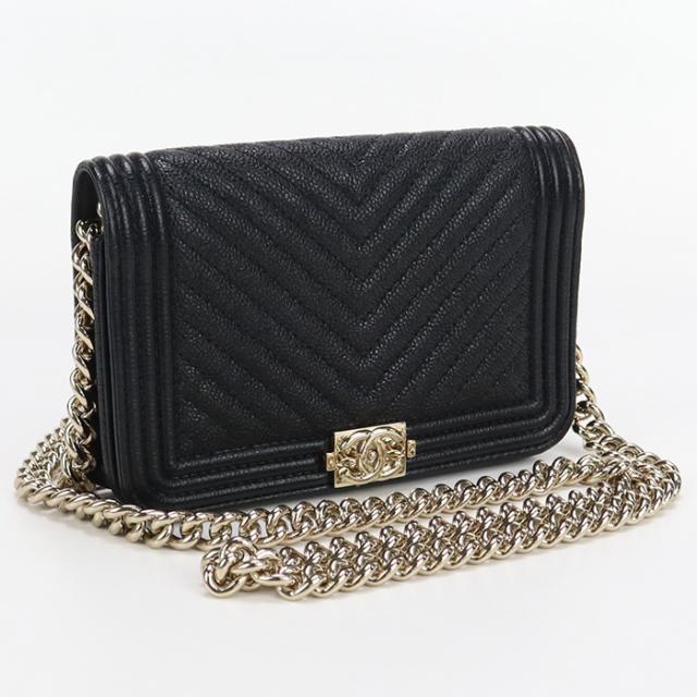 CHANEL シャネル チェーンウォレット ボーイシャネル 32052493 チェーンウォレット キャビア 【中古】 レディース　Sランクの通販は