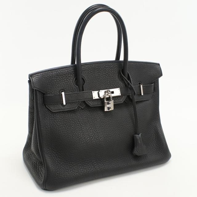 【中古】HERMES エルメス バーキン30 ハンドバッグ トゴ ブラック レディース ABランク