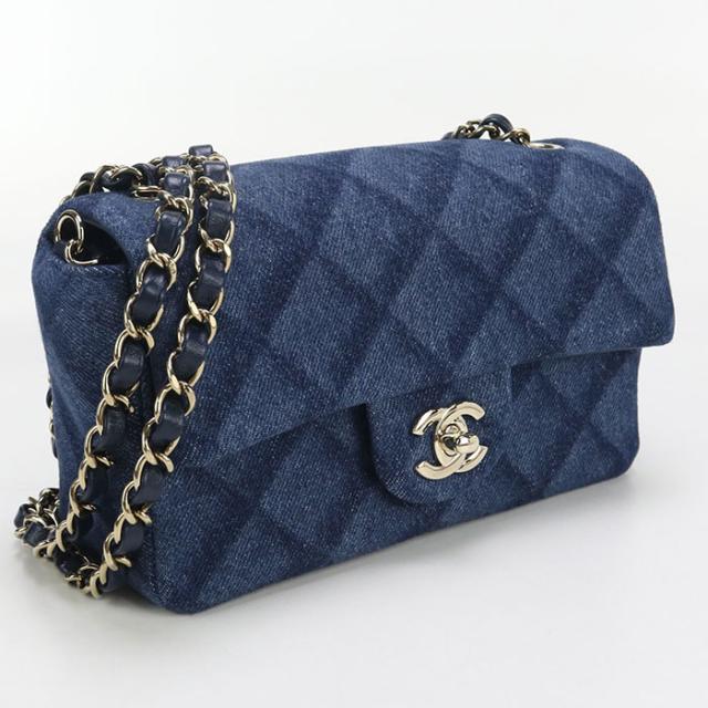 【中古】CHANEL シャネル チェーン マトラッセ 斜め掛け ショルダーバッグ デニム EUN7HUE1 レディース Aランク