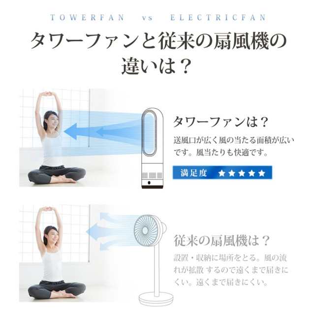 扇風機 羽なし 首振り サーキュレーター タワーファン 冷暖兼用