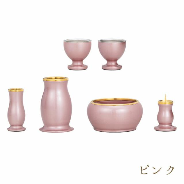 【なごみ工房】仏具 セット 仏具セット モダン仏具セット 【ルミエール 2.5寸 6点セット 具足 選べる7カラー】 家具調用仏具 モダン仏壇 香炉 茶湯器 仏飯器 花立 蝋燭立て 線香立て 小物