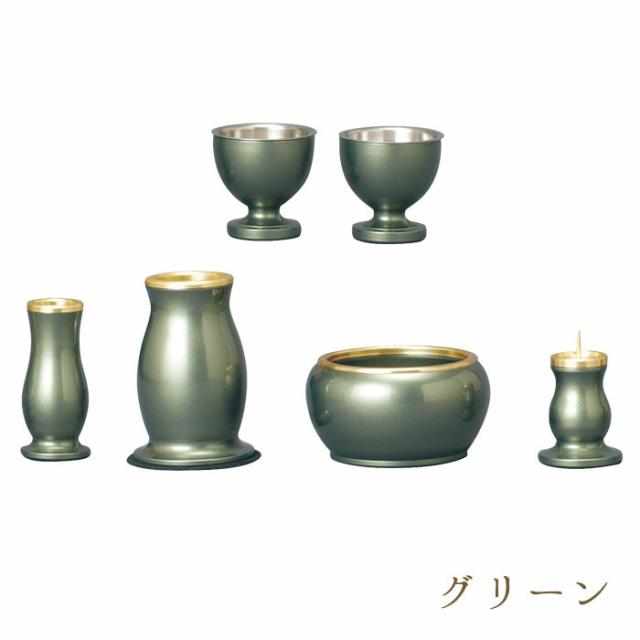 【なごみ工房】仏具 セット 仏具セット モダン仏具セット 【ルミエール 2.5寸 6点セット 具足 選べる7カラー】 家具調用仏具 モダン仏壇 香炉 茶湯器 仏飯器 花立 蝋燭立て 線香立て 小物