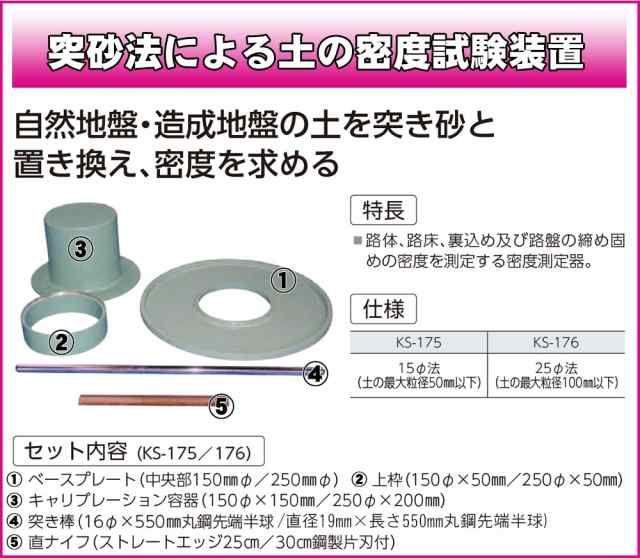 関西機器製作所 公団型現場密度測定装置 φ250 KS-176 突砂法 密度測定器φ25法【JGS 1161】