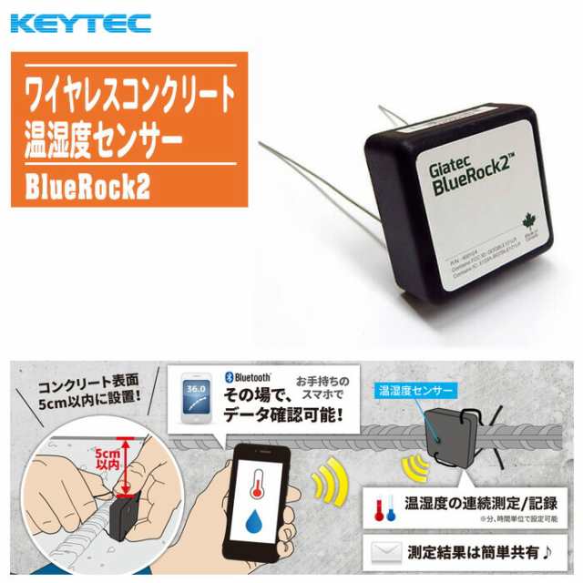 KEYTEC キーテック ワイヤレスコンクリート温湿度センサー BlueRock2 BR-2【完全防水 埋込み型 コンクリート養生温度管理 コンクリート内