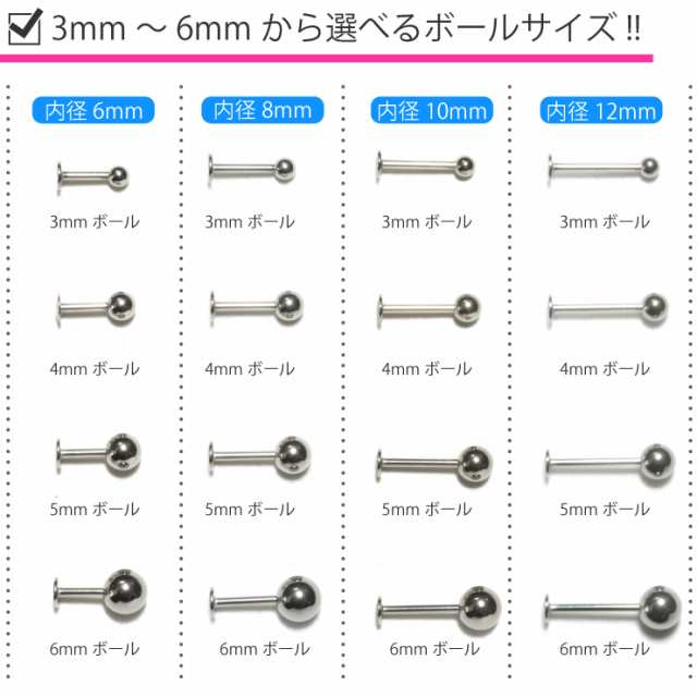 ラブレット スタッド 3本 口 リップ ヘリックス ボディピアス 14G 16G