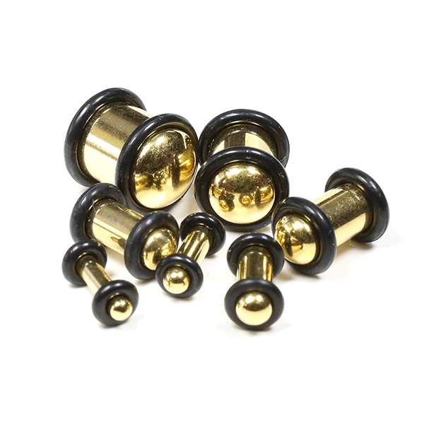 メール便対応】ボディピアス プラグ ゴールド 8G(3mm) PLUG GOLD