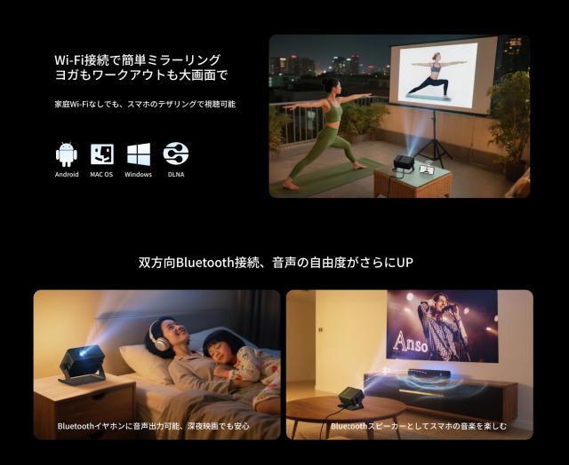 プロジェクター家庭用 小型 天井 静音【Netflix・Prime Video・YouTube