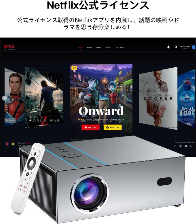 プロジェクター FPD AI自動 ホームプロジェクター Netflix公式認証　DoIby対応　4K | 6・自動 Netflix認定・1080PフルHD・Wi-Fi プロジェクター