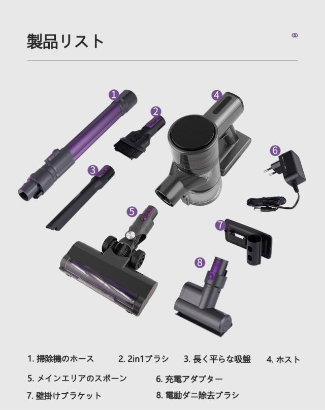 掃除機 コードレス 掃除機 コードレス掃除機 吸塵器 除?儀 一体型 22000Pa 強力吸引 自走式 自立式 スティック掃除機 ハンディクリーナー 充電式 サイクロン式 軽量 1.3kg 低騒音 65dB LEDライト 布団クリーナー ダニ 花粉対策 一人暮らし 新生活_12