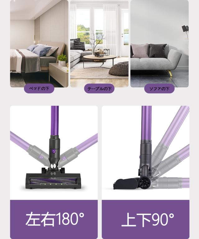 掃除機 コードレス 掃除機 コードレス掃除機 吸塵器 除?儀 一体型 22000Pa 強力吸引 自走式 自立式 スティック掃除機 ハンディクリーナー 充電式 サイクロン式 軽量 1.3kg 低騒音 65dB LEDライト 布団クリーナー ダニ 花粉対策 一人暮らし 新生活_5