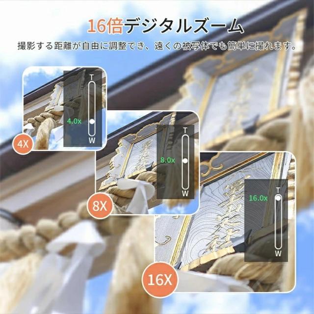 デジカメ WIFI対応 デジタルカメラ カメラ コンデジ 5K 日本製チップ 7200万画素 初心者向け デュアルレンズ スマホに送れる 64GBマイクロSDカード付き 16倍ズーム ウェブカメラ 子供用 修学旅行スマホ転送_12