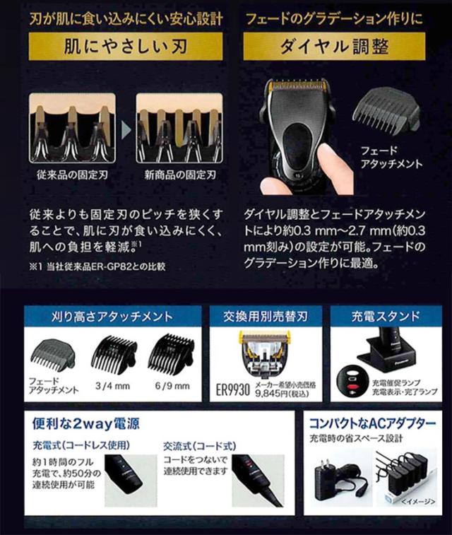 正規品！RSL］Panasonic プロ リニアバリカン ER-GP86-K【パナソニック バリカン トリマー ヘアトリマー 散髪 充電式コードレス 新リニアバリカン プロ仕様 高性能モデル 安心設計 ハイパワー 充電交流式 サロン専売 美容専売】ＥＲ-ＧＰ86Ｋ