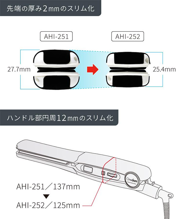【送料無料！】ワンダム ストレートアイロン AHI-252【ヘアアイロン ヘアーアイロン スタンダードアイロン アイロン コテ ストレート 縮毛矯正 プロ仕様 プロ用 業務用 美容室 美容専売 サロン専売 メンズ レディース オールマイティー 軽量 スリム】_6
