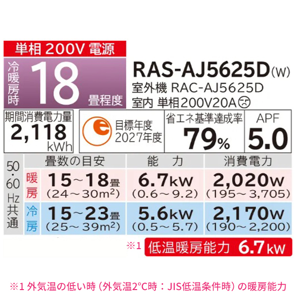エアコン 18畳 工事費込み 3年延長保証【HITACHI 日立】2025年モデル ◇ 白くまくん AJシリーズ  ＜RAS-AJ5625D＞5.6kW（200V･20A）工事保証5年 新品 国内メーカー 送料込 節電 除湿 コンパクト タイマー 冷房 暖房 クーラー ルームエアコン 18畳用 工事込み 工事込 取付
