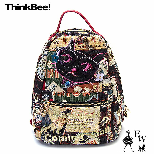 シンクビー リュック パスポートキャット パープルメガネ バックパック A004489 Think Bee エクセルワールド 母の日 レディース ブランド プレゼントにも TP10 mk