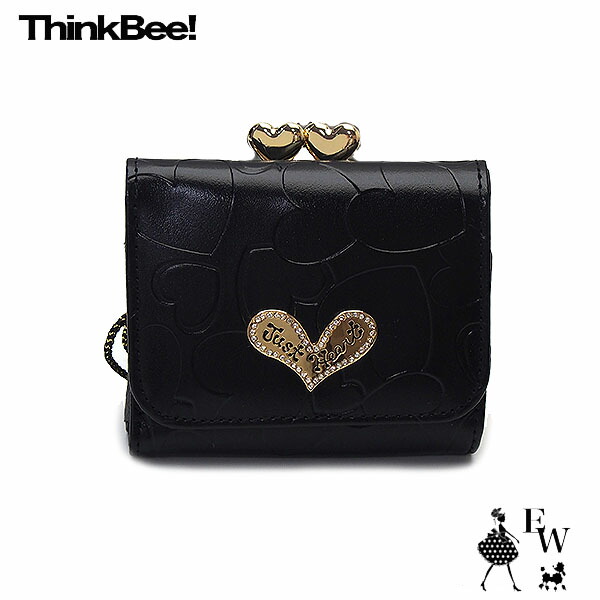 シンクビー 財布 Think Bee ハーティハート 三つ折財布 ブラック A003266 エクセルワールド  誕生日 ギフト プレゼントにも ブランド バッグ財布 TP10　mk