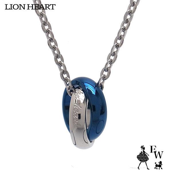 ライオンハート LION HEART ネックレス ステンレス ダブルリングネックレス メンズ ブルー 04N124SMBL