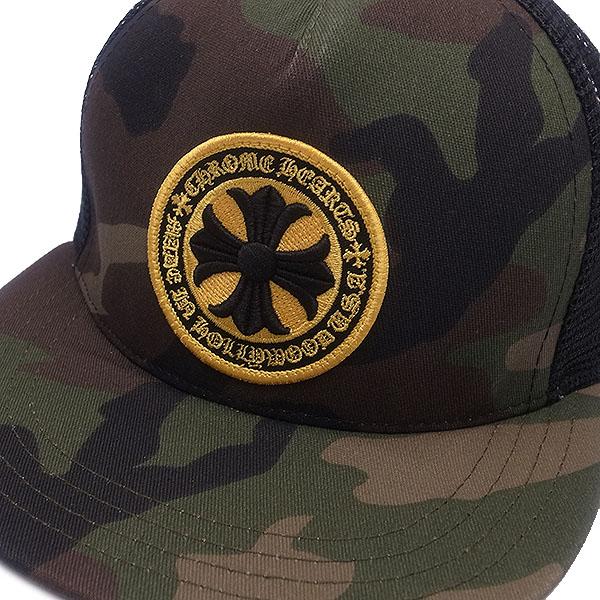 クロムハーツ 帽子 CHROME HEARTS トラッカーキャップ ファブリックフロント CHプラス ブラック×イエロー ギフト プレゼントにも ブランド キャップ