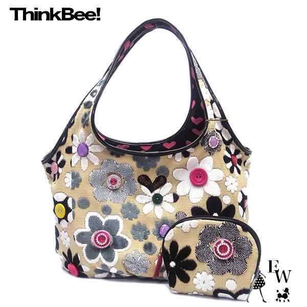 シンクビー バッグ Think Bee マーガレット2ラージショルダーバッグ&ポーチ 7896 ベージュ ショルダー バック バッグ