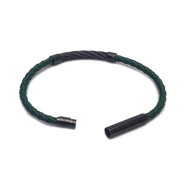 ポリス ブレスレット POLICE ステンレス ブレス GB0005450 レザー 付けやすいマグネット金具 グリーン エクセルワールド メンズ ブランド プレゼント ギフト_3