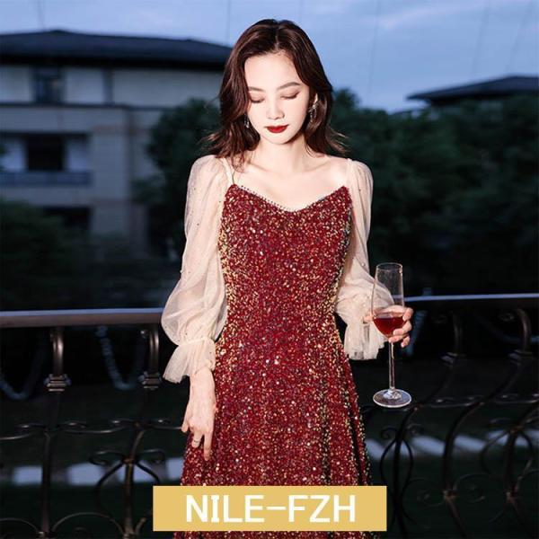 結婚式ドレス 二次会ドレス ワイン赤 ロング丈 キラキラ スパンコール ロングドレス クローバー株式会社 発表会ドレス Aライン ドレス パーティードレス XS S M L XL XXL XXXL 結婚式ドレス 二次会ドレス ワイン赤 ロング丈 キラキラ スパンコール