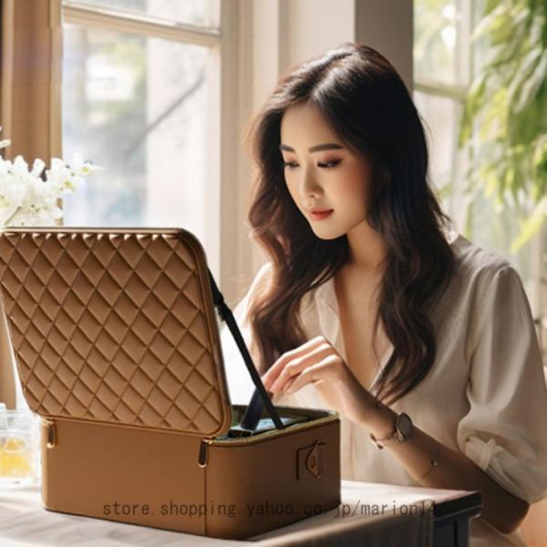 メイクボックス 鏡付き 持ち運び 手持ち 大容量 コスメ収納 コスメ