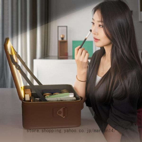 メイクボックス 鏡付き 持ち運び 手持ち 大容量 コスメ収納 コスメ