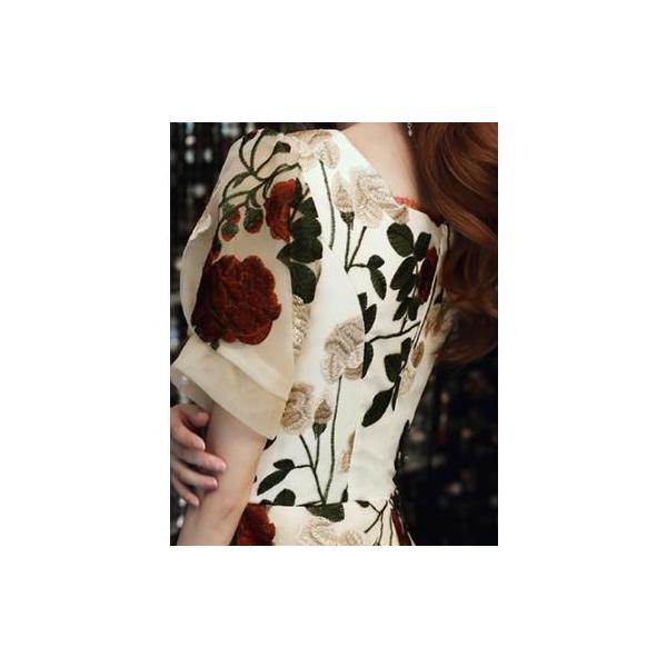 ワンピース パーティドレス ロングドレス 柄ワンピース マキシ丈