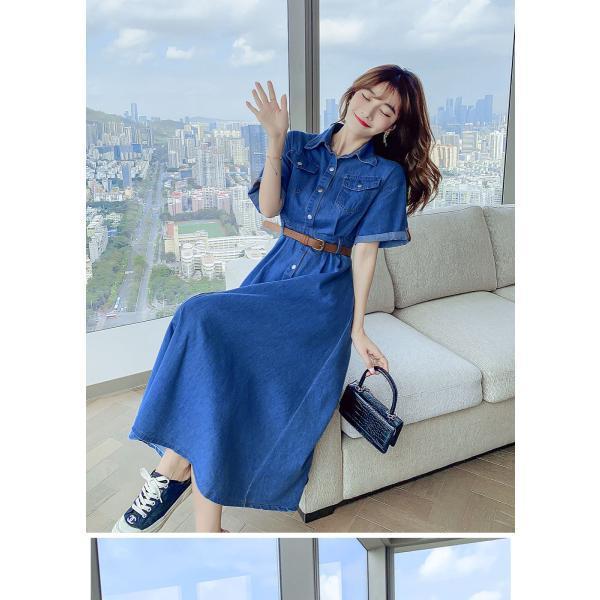 ワンピース デニム シャツ 夏 半袖 Aライン 前開き クローバー株式会社 お出かけ ポケット付き おしゃれ ジーンズ レディース 体型カバー 着痩せ デート カジュアル キレイめ ワンピース デニム シャツ 夏 半袖 Aライン 前開き クローバー株式会社
