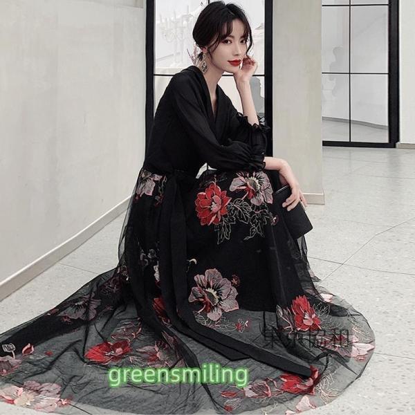 カラードレス パーティードレス イブニングドレス Aラインドレス 黒 花柄 長袖 クローバー株式会社 Vネック フォーマルドレス カクテルドレス 発表会 演奏会 ブラック ゲストドレス カラードレス パーティードレス イブニングドレス Aラインドレス 黒 花