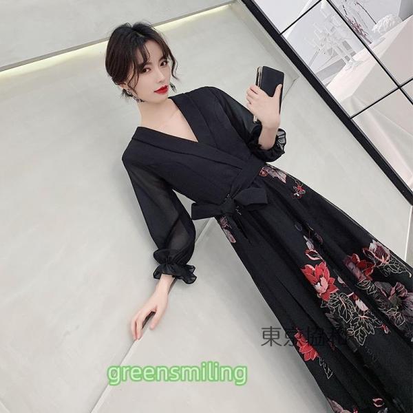 カラードレス パーティードレス イブニングドレス Aラインドレス 黒 花