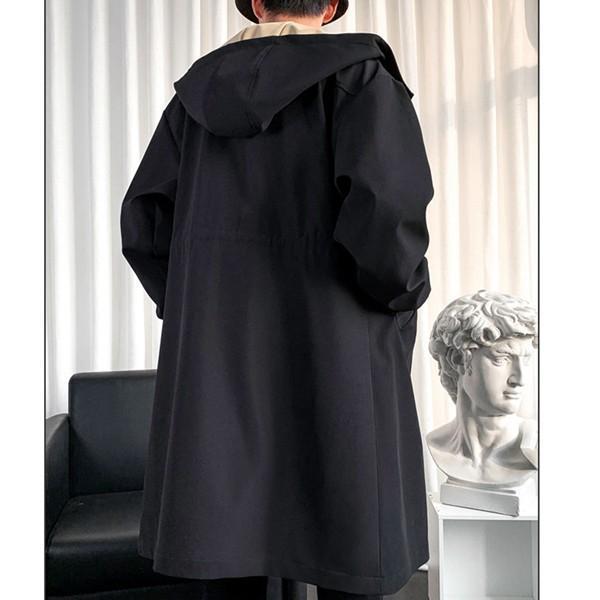 スプリングコート ジャケット メンズ 春秋 フード付き ロング丈 ベンチ