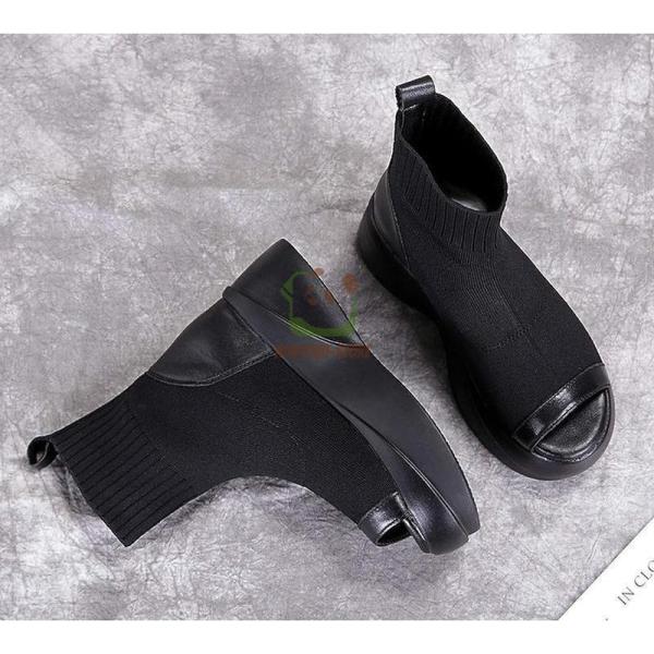 厚底サンダル サマーブーツ レディース 本革 厚底 夏 オープントゥ