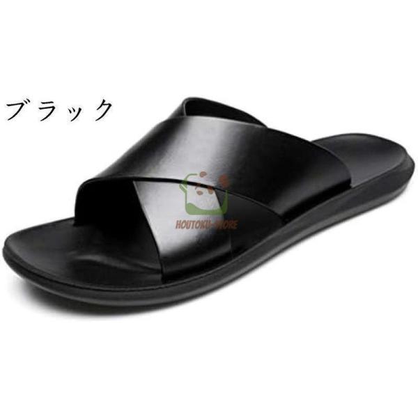 お洒落 サンダル メンズ 本革 スリッパ 黒 オープントゥ サンダル メンズ ビジネス サンダル オフィス スリッパ ビーチ サンダル PANLON] お洒落 サンダル メンズ 革 スリッパ 黒 オープントゥ