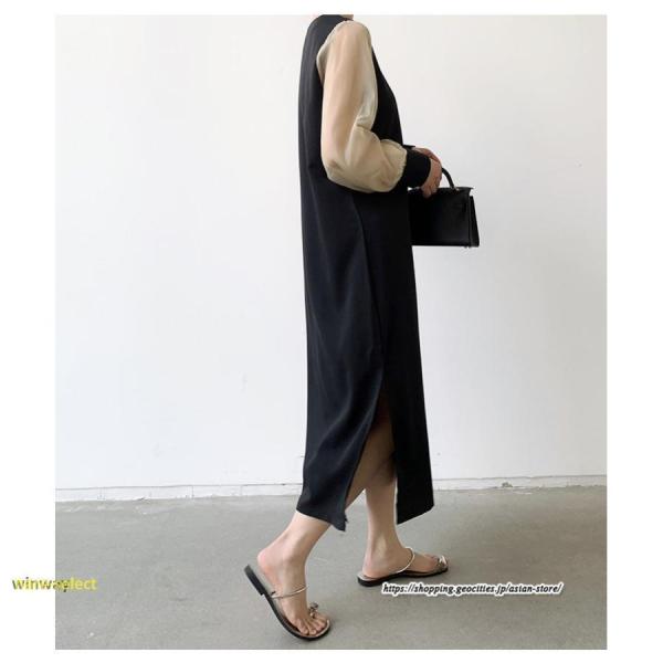 ワンピース レディース 夏物 シフォン 切り替えワンピース ロング