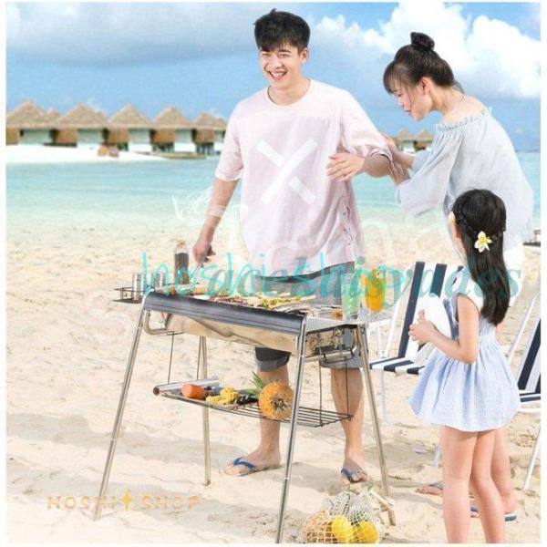 バーベキュー 折りたたみ式 グリル 高さ2段調節 鉄板付 炒める 焼く