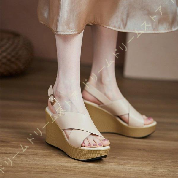 厚底 サンダル レディース ウェッジソール バックストラップ 歩き
