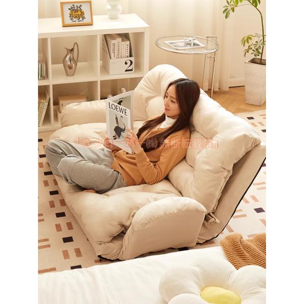 座椅子 4WAY リクライニングソファ 折りたたみ座いす 2人掛け【ブラウン】