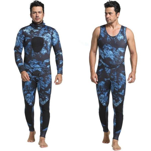 ウェットスーツ メンズ スピアフィッシング ツーピース 素潜り フード一体式 2ピース 上下セット ロングジョン仕様 ウェットスーツ メンズ スピアフィッシング ツーピース 素潜り フード