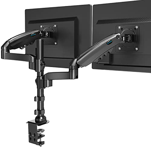 PCモニターアーム デュアル 液晶ディスプレイアーム 2画面 17〜32インチ対応 耐荷重2〜9kg ガススプリング式 グロメット式＆クランプ