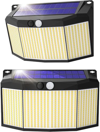 ソーラーライト 屋外 センサーライト ソーラー 人感センサー 576LED 4面発光 3つ知能モード 自動点灯 太陽光発電 電気代不要 省エネの通販は