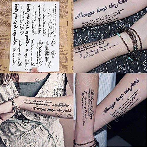 タトゥーシール 英文字 6枚セット大判3枚 +小柄 3枚 タトゥー