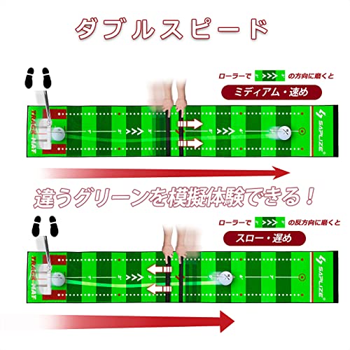 ゴルフパター練習用マット 軌跡が見えるマット ミディアムとスローのスピードで練習できる アラインメントミラー・スロープ・ターゲッ_3