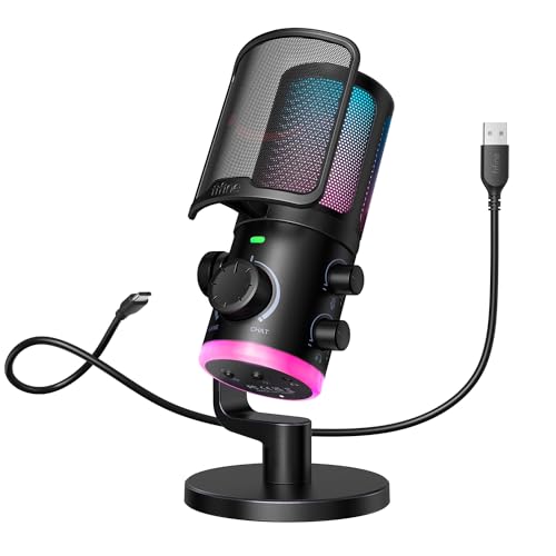 FIFINE USB コンデンサーマイク ゲーミングマイク RGBライティング 配信用マイク カーディオイド単一指向性 プラグ＆プレイ パソ 特価品FIFINE USBマイク コンデンサーマイク ゲーミングマイク 単一