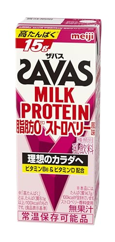 SAVASザバス MILK PROTEIN 脂肪0 ストロベリー風味 200ml×24 明治 ミルクプロテイン