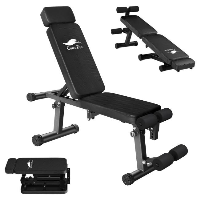 CuteeFox トレーニングベンチ フラットベンチ インクラインベンチ デクラインベンチ 折り畳み式 収納便利 耐荷重300KG ホームジム